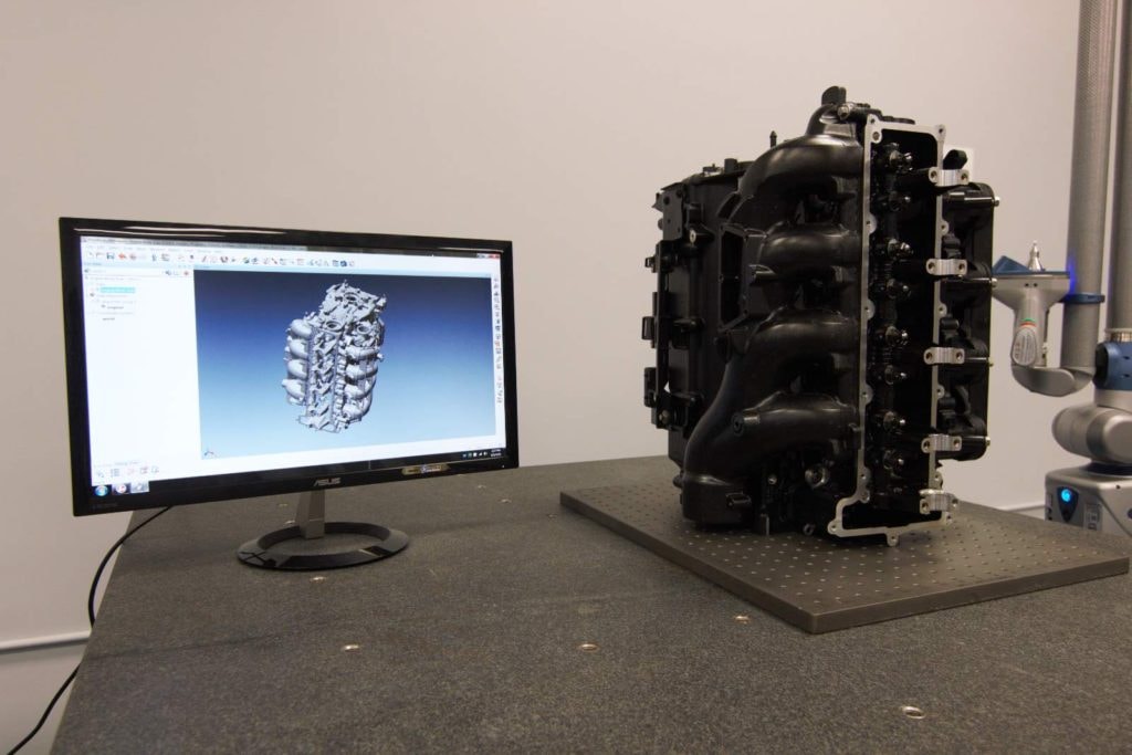 3D laser scanning used for dimensional inspection of an industrial component