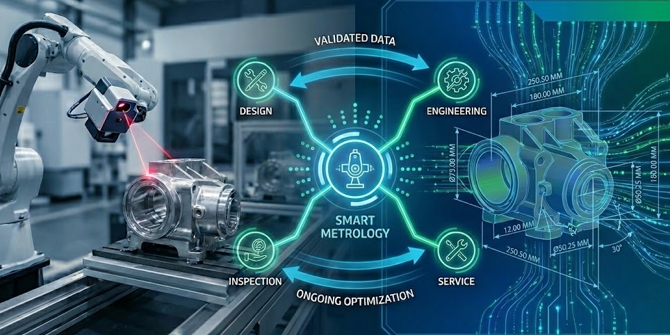 Smart metrology workflow connecting dimensional inspection, engineering and validated measurement data